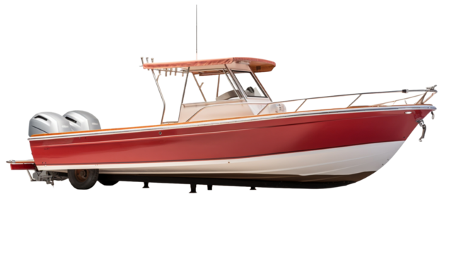 Sport fishing boat on transparent background.

