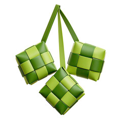 Green Ketupat Rice Dumpling Ornament, Generative AI