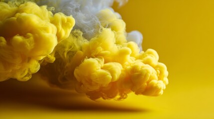 Yellow smoke cloud explosion abstract art advertising product photography design concept creative modern