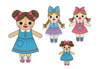 Charming Collection of Rag Dolls in Various Styles and Colors.