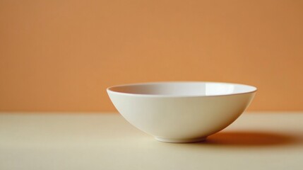Fototapeta premium Minimal white ceramic bowl modern advertising product photography design concept simplicity elegance neutral aesthetic clean