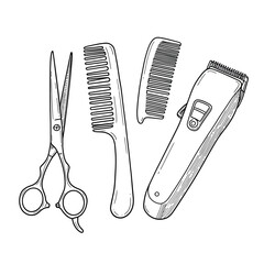 Barber Tools Set Illustration.