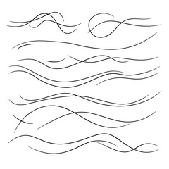 Collection of Hand-Drawn Wavy Lines and Swirls.