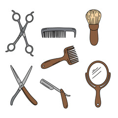 Collection of Vintage Barber Tools and Accessories.