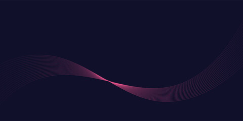 Dark abstract background featuring glowing, flowing wave lines in blue red color gradient. Futuristic design with shiny, smooth motion, perfect for technology-inspired visuals. Vector illustration.
