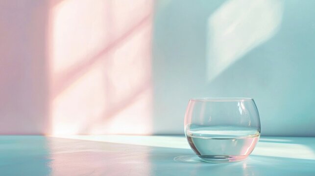 Transparent glass cup reflection light modern advertising product photography design concept homeware elegant minimal clean aesthetic professional simplicity decor lifestyle