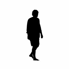Silhouette of a patient walking toward sunlight after therapy session isolated on white background