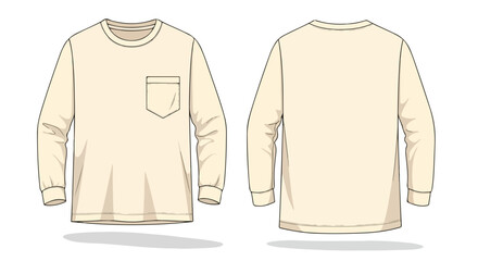 Naklejka premium Long sleeve shirt illustration featuring front and back views for apparel design and fashion catalog use offering versatile template