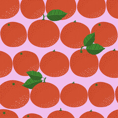 A simple, vibrant, seamless grapefruit pattern. Geometric background design. Perfect for print, wallpaper, textiles, and wrapping paper. Hand-drawn vector