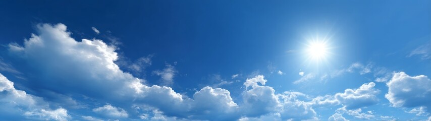 Obraz premium Vibrant hdr panorama of clear blue sky and clouds nature outdoor high-quality view