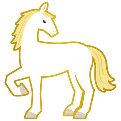 金縁のついた白馬のイラスト