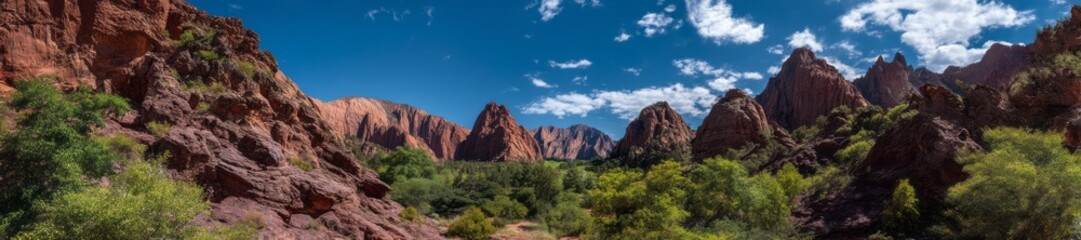 Fototapeta premium Majestic red rock landscape zion national park hdr panorama scenic view
