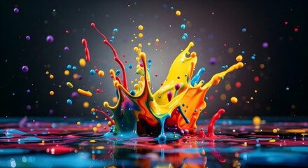Vibrant Paint Splash Crown in Red Yellow Blue &ndash; Creativity Concept