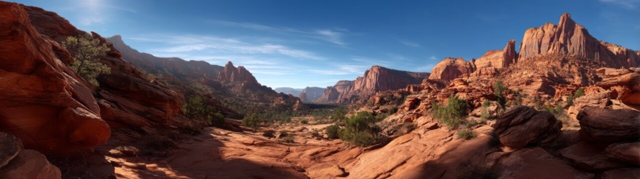 Scenic landscape exploration zion national park hdr panoramic view desert environment