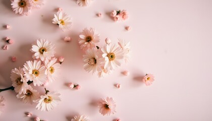 Delicate Pink Flowers Arrangement on Soft Background for Spring or Floral Themes