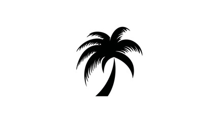 Black silhouette of a palm tree on a white background