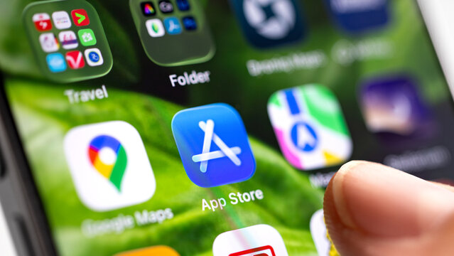 Close up of App Store icon on iPhone screen on October 14, 2025 in Germany