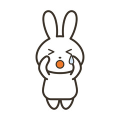泣いている可愛いうさぎのキャラクターイラスト