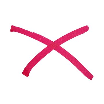 Hand drawn red marker cross shape or leter x on white, motion background