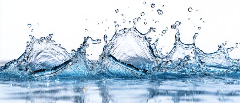 Water droplets frozen in motion create a dynamic pattern; ideal for nature articles, water advertising, and beverage packaging design.