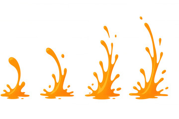 Orange liquid splash animation sequence for food and drink concepts with transparent background