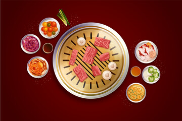 Food & drink Realistic #korean bbq Illustration