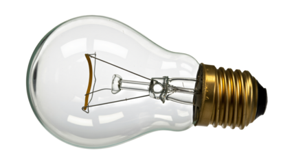 Classic lightbulb with golden metal base perfect for energy concepts