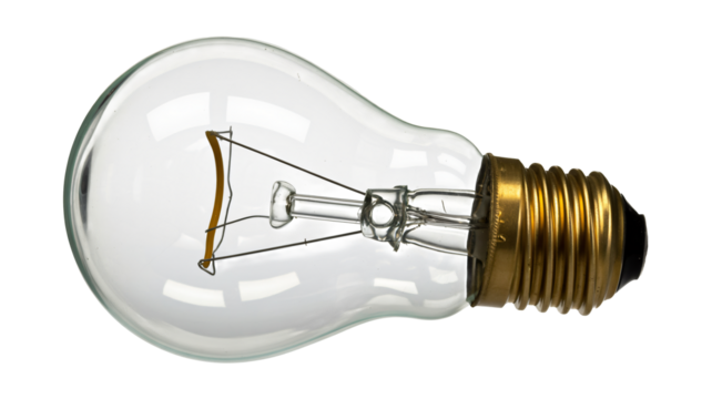 Classic lightbulb with golden metal base perfect for energy concepts