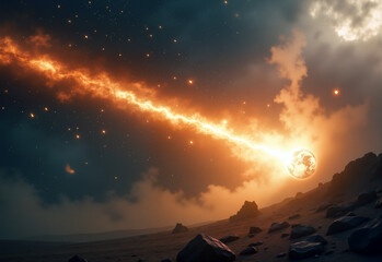 Fototapeta premium Falling meteorite detail