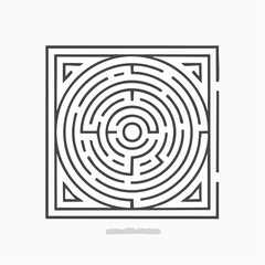 Geometric maze design on a white background for concept of problem solving