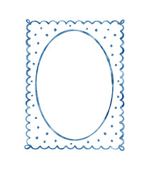 Hand drawn watercolor dotted frame.