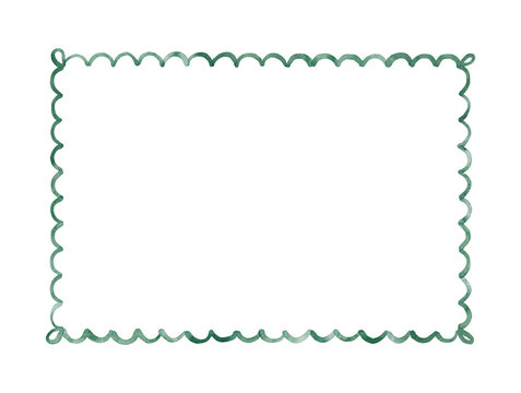 Green watercolor scalloped rectangle frame.