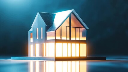 3d render digital blueprint design of a small house - Powered by Adobe