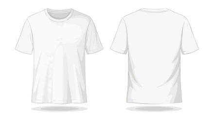 Blank white t-shirt template showcasing the front and back design for customization and mockups in garment industry