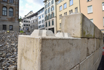 Wall Made of Concrete Building Blocks with Studs in Zurich, Switzerland