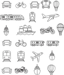 transportation icons set vector