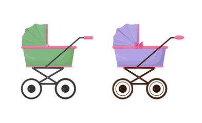 Baby stroller icon set. Vector illustration