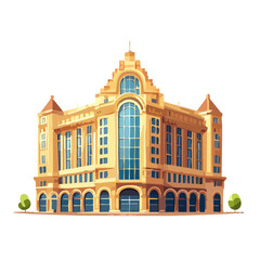 Fototapeta premium Illustration of a large building with architectural details isolated