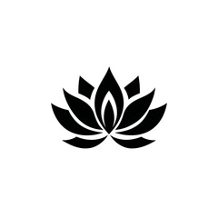 Stylized black lotus flower, symmetrically arranged petals