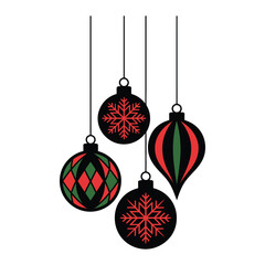 Illustration of hanging christmas ornaments for decoration
