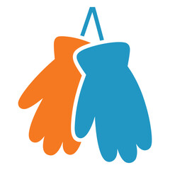 Illustration of hanging winter gloves for cold weather