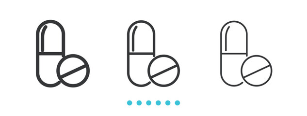Pills Icon. Thin line icon vector