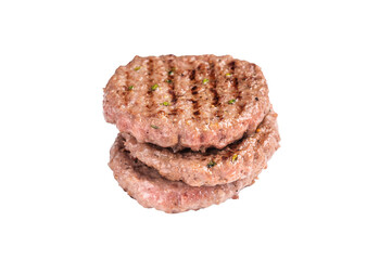 BBQ Grilled burger beef meat cutlet isolated on white background
