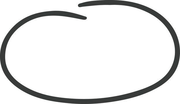 Dark grey oval outline on a white background shape circle