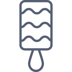 Simple Icon of a Popsicle on a Stick with a Transparent Background and Dark Blue Outline