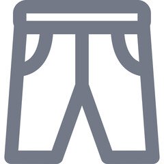 Simple Gray Outline of Athletic Shorts with Visible Pockets and Belt Loop Detail Isolated on White Background