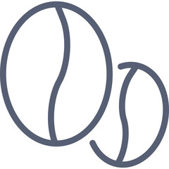 Simple Icon Graphic Of Two Coffee Beans With A Clean Outline On A Transparent Background