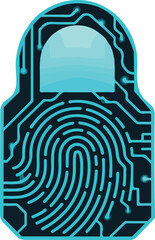 Digital fingerprint security lock technology illustration biometric authentication system protection concept