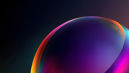 Abstract swirling iridescent light form with vibrant gradient colors against a dark background creating a futuristic and ethereal visual effect