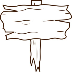 Rustic Wooden Signpost with Hand-Drawn Style on a Transparent Background Ideal for Customization and Navigation Guidance